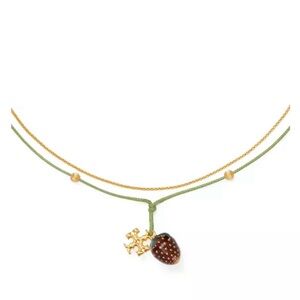 ✨NWT Tory Burch Gold and Green Double Strand 🍓 Necklace ✨